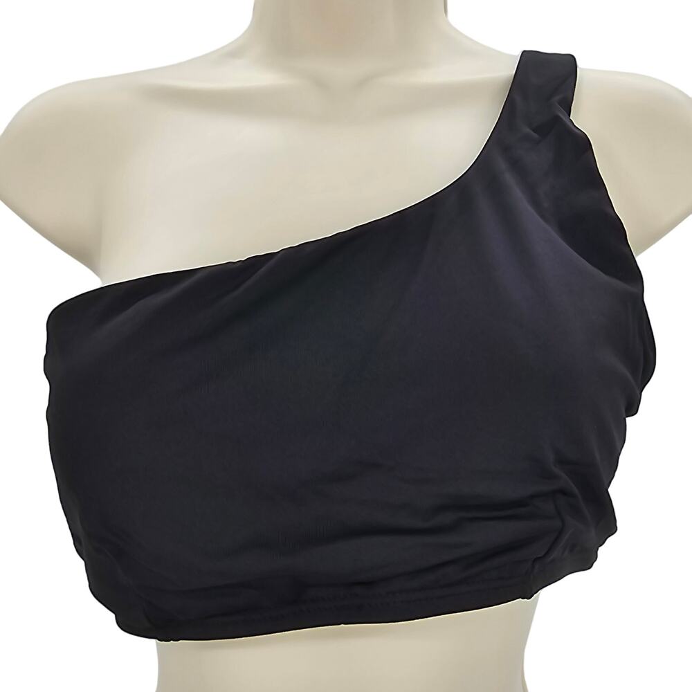 Andie Swim Womans size M The Wyndwood Bikini Top in Black One Shoulder NEW